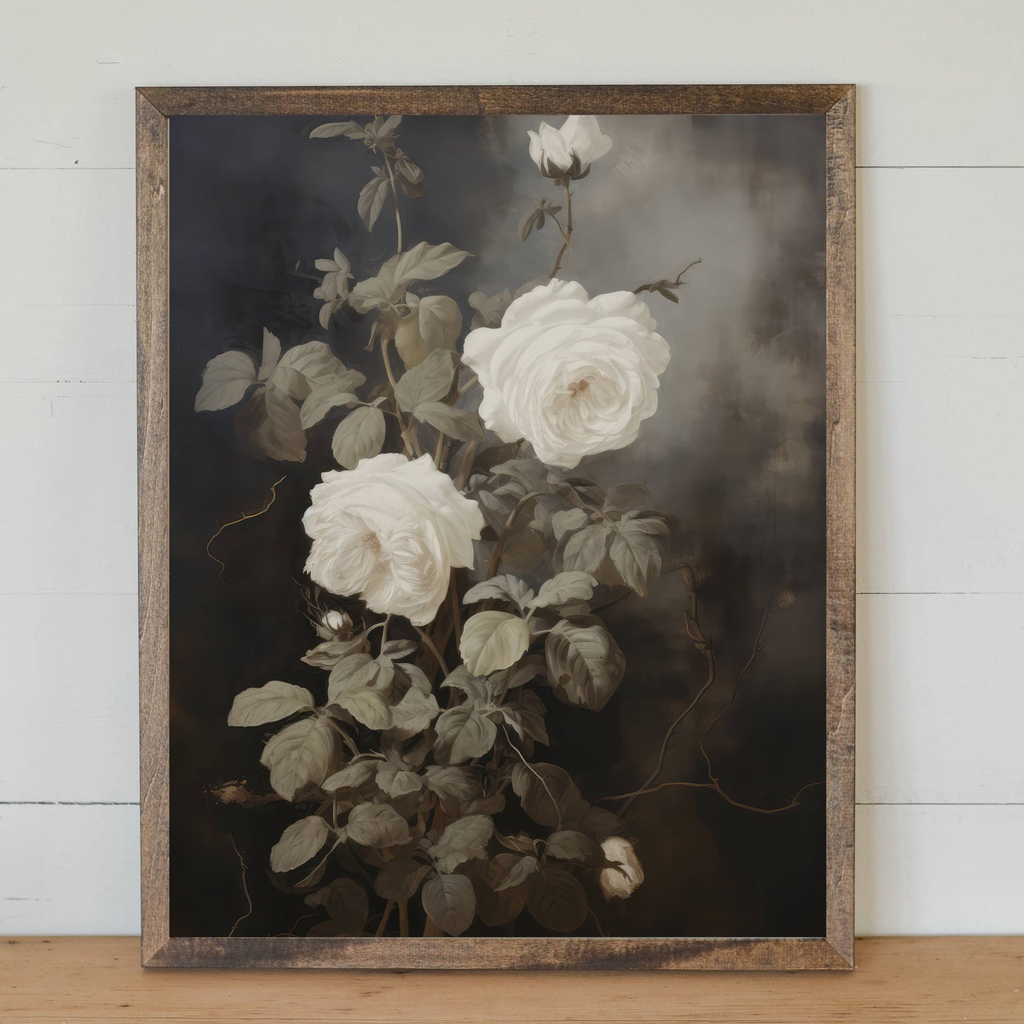 Grace In Bloom Floral Framed Art | Made in the USA : Chestnut / 16x20