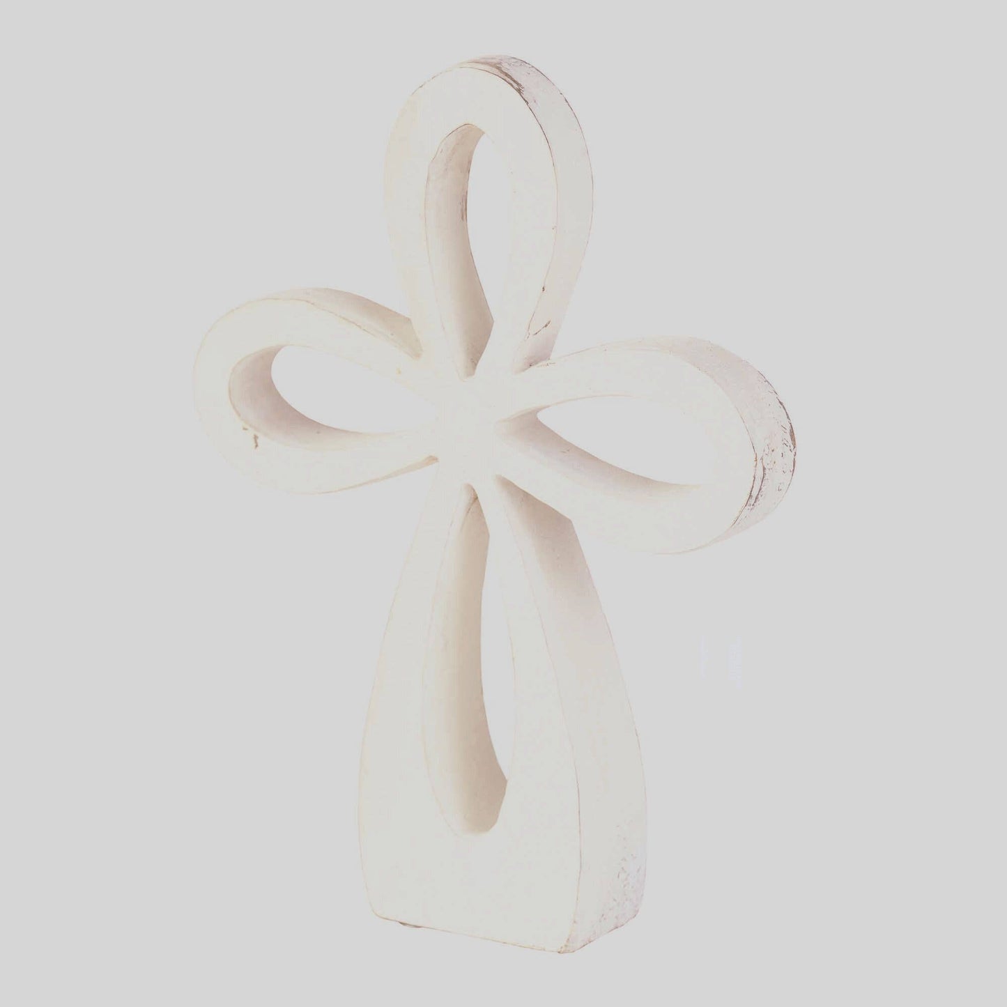 8" Whitewash Tabletop Cross