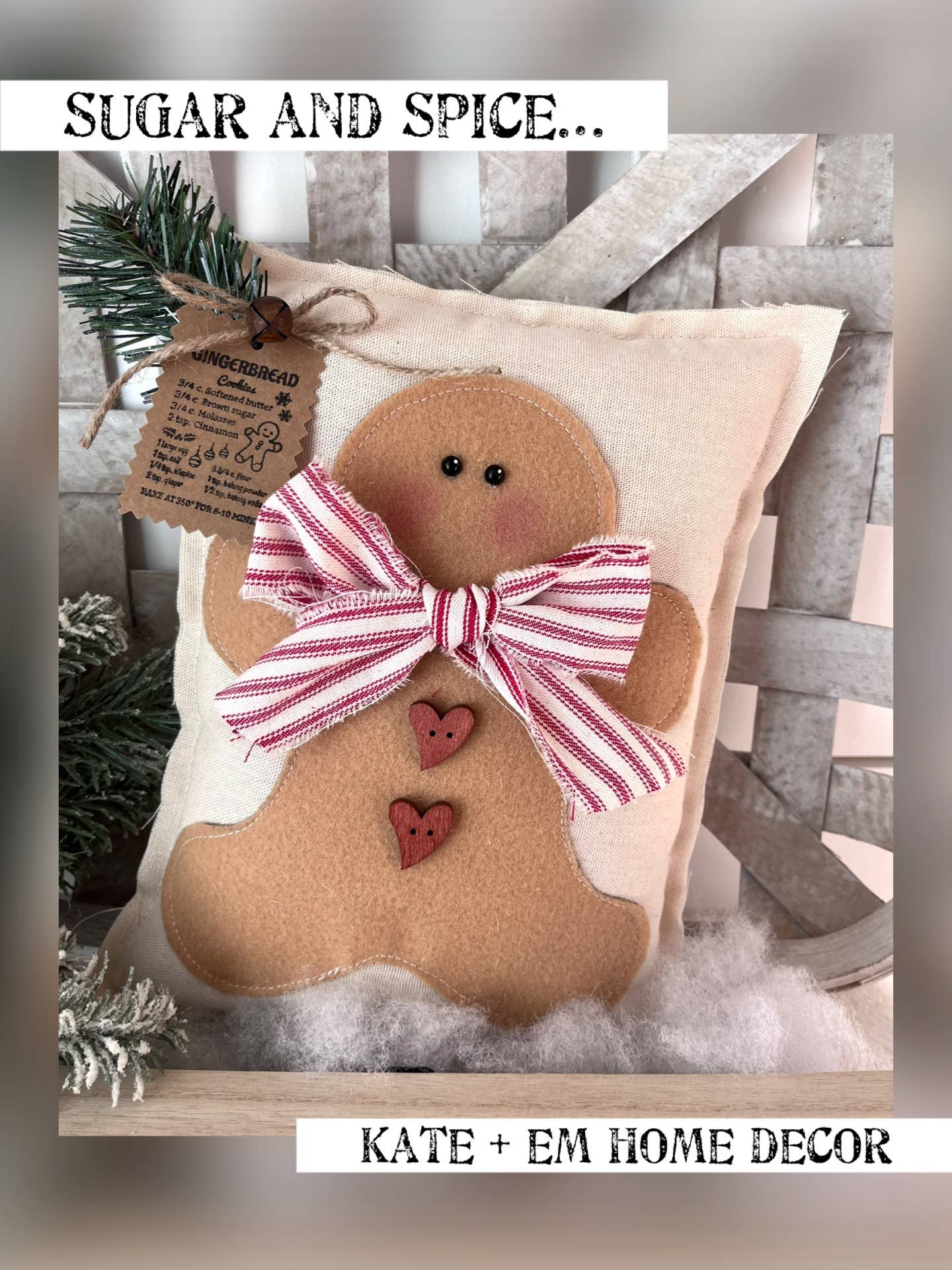 Primitive Gingerbread Decorative Pillow