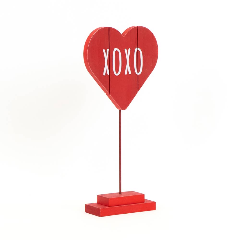 XOXO Wood Heart Cutout on stand 6.25x13.25x2