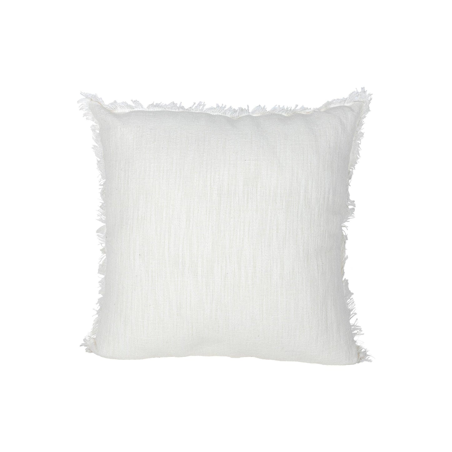 Fynn 18x18 Fringe Filled Pillow White Cotton & Linen