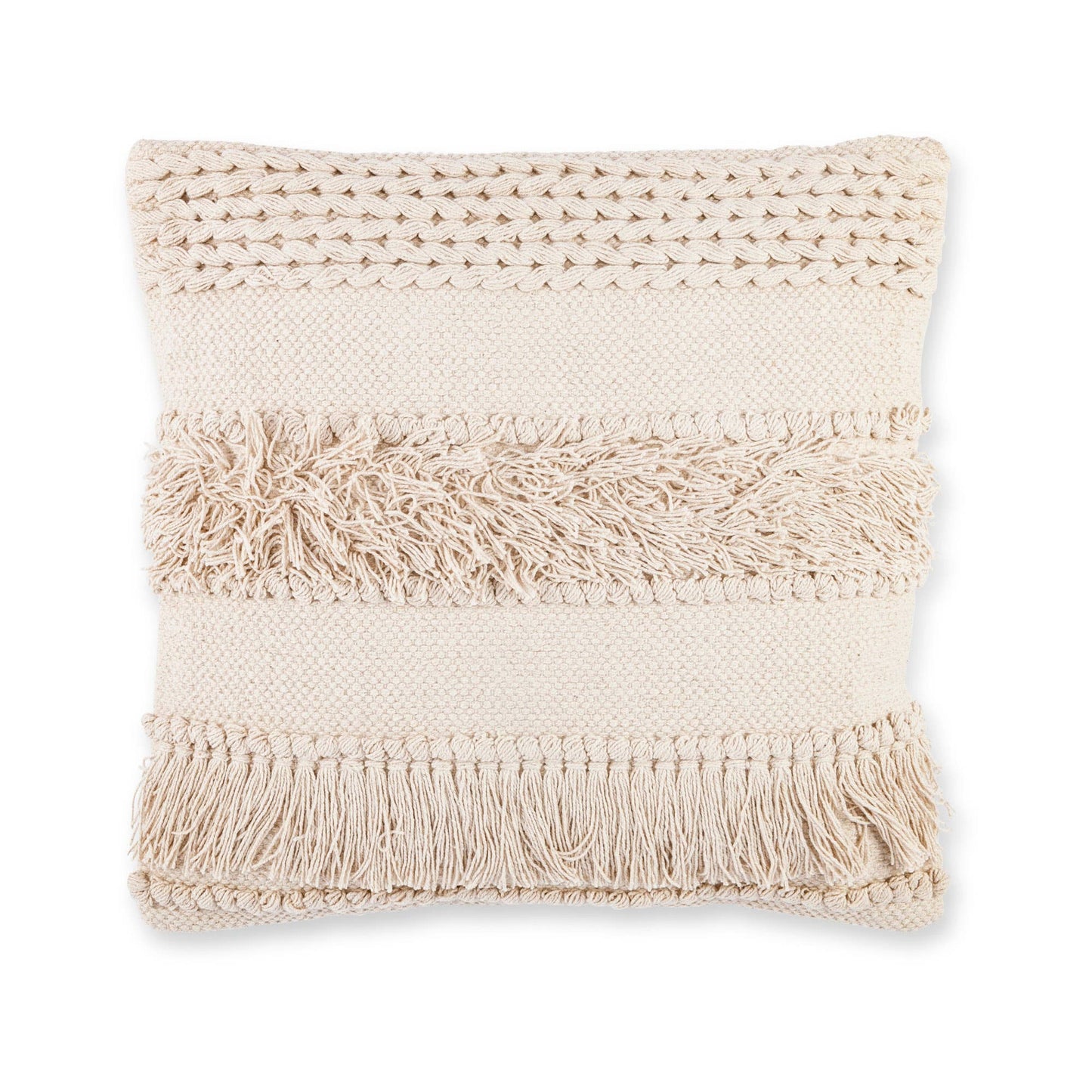 Cotton Woven Fringe Square Pillow