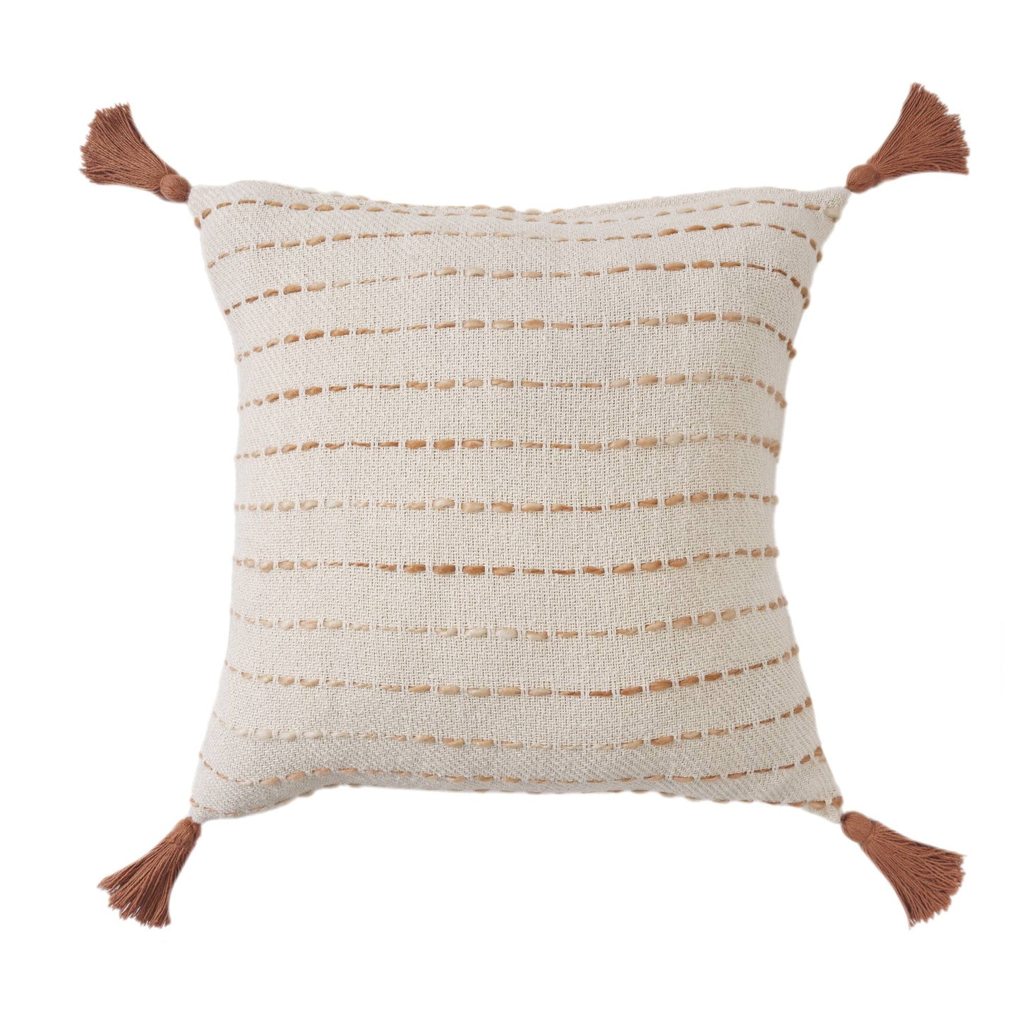 Striped Ombre Farmhouse Flatweave Throw Pillow: White/ Beige / Polyfill