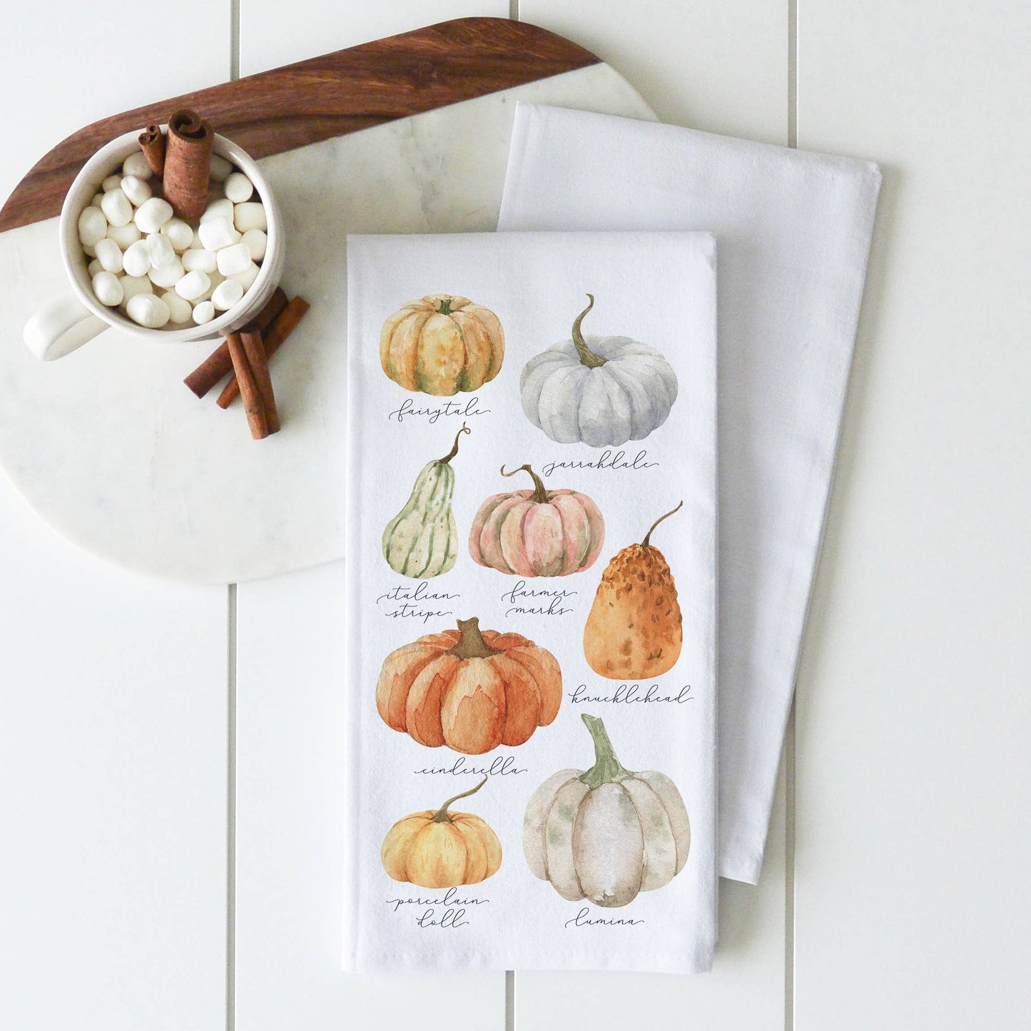 Pumpkin Type Tea Towel: Natural • Cotton/Linen Blend