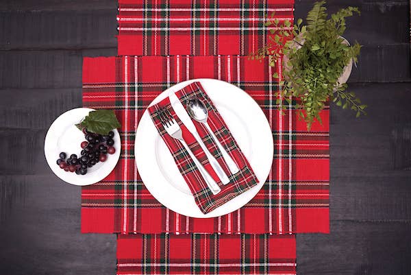 Arlington Red Plaid Table Runner