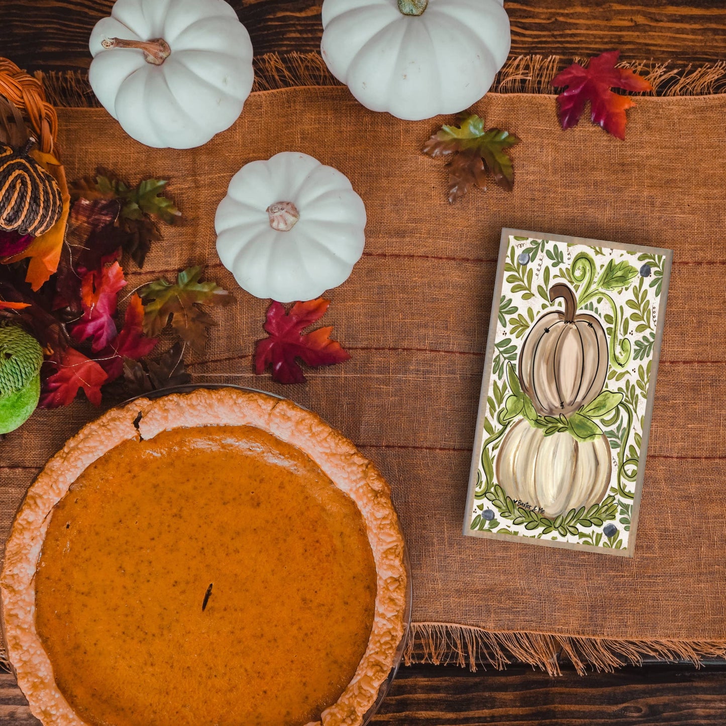 Olive Leaf Pumpkin Happy Block