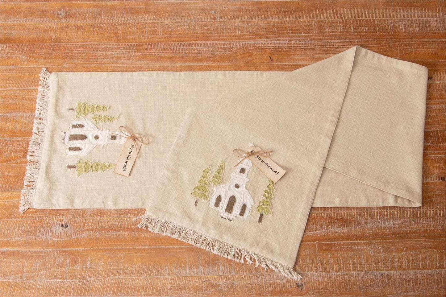 Table Runner - Church Rustic Applique With Fabric Tag