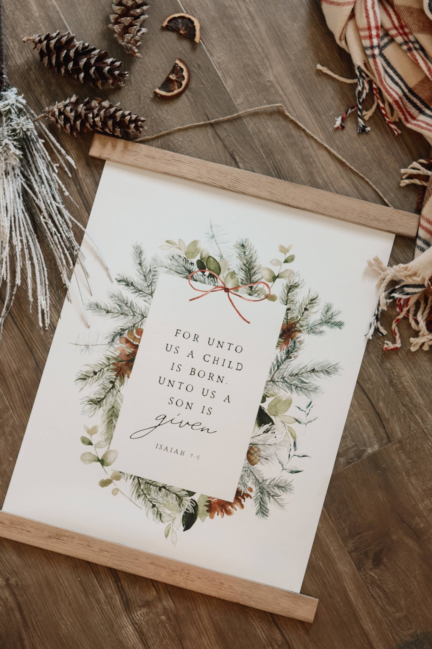 Canvas Wall Hanging - For Unto Us A Child Is Born Christmas: 8x10
