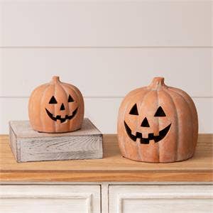 Nesting Ceramic Jack O' Lanterns (Set Of 2)