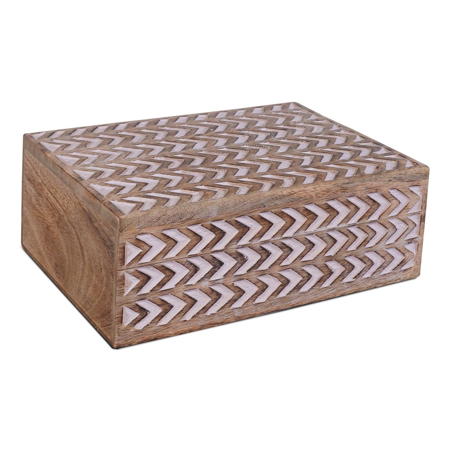 Arrow Box in Light and White Finish: Large- 9 x 6 x 3.5”