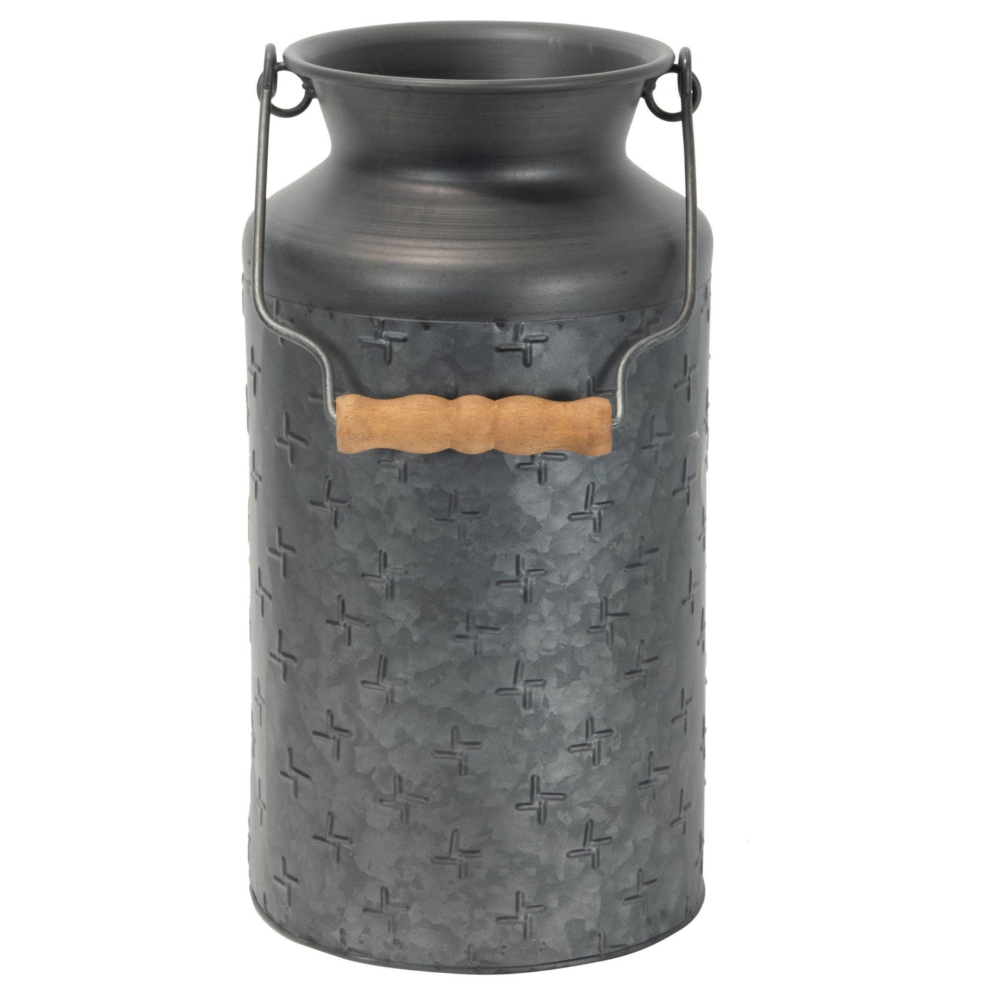 Logan Black Galvanized Metal Dried Florals Vase Wood Handle