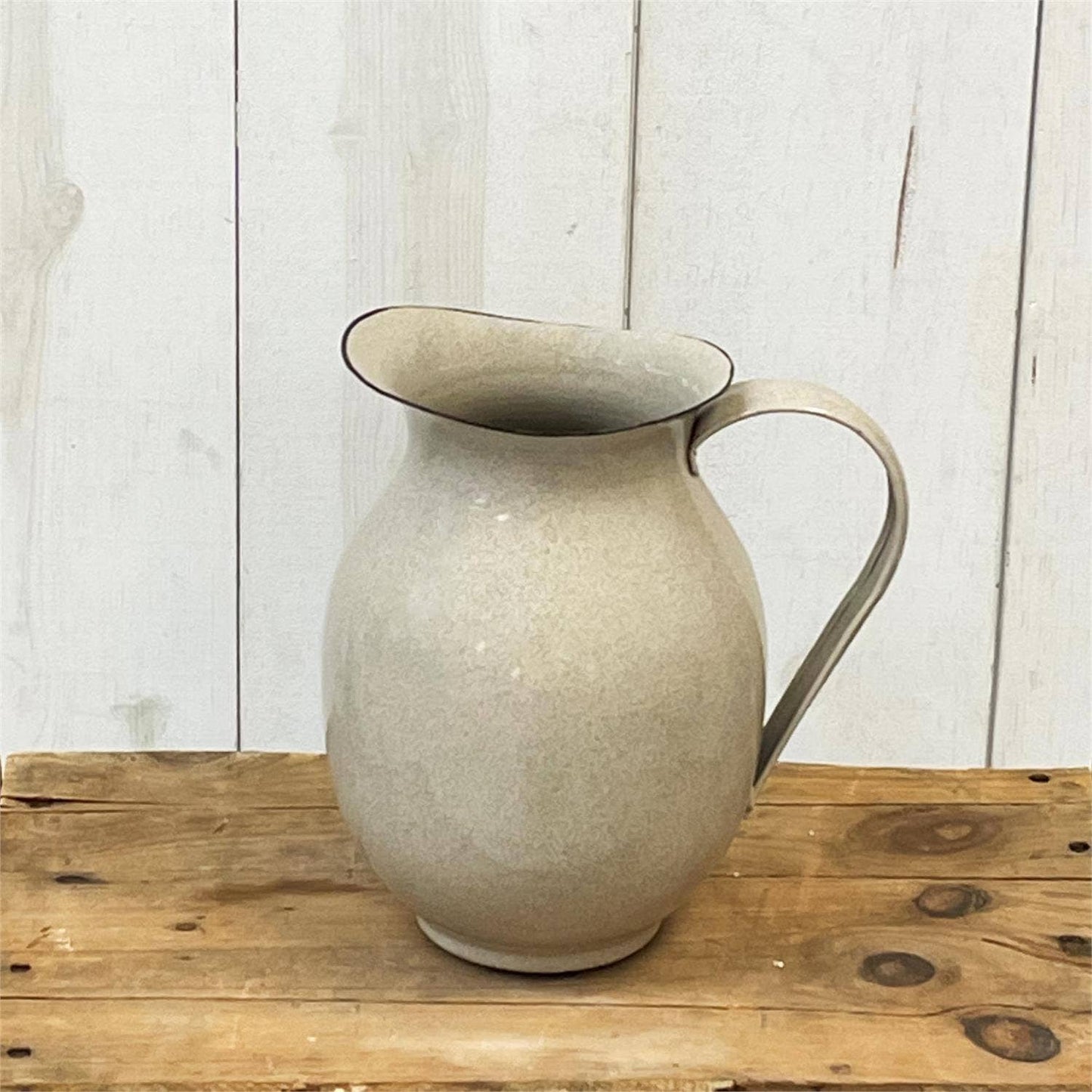 Tan Speckled Enamel Pitcher