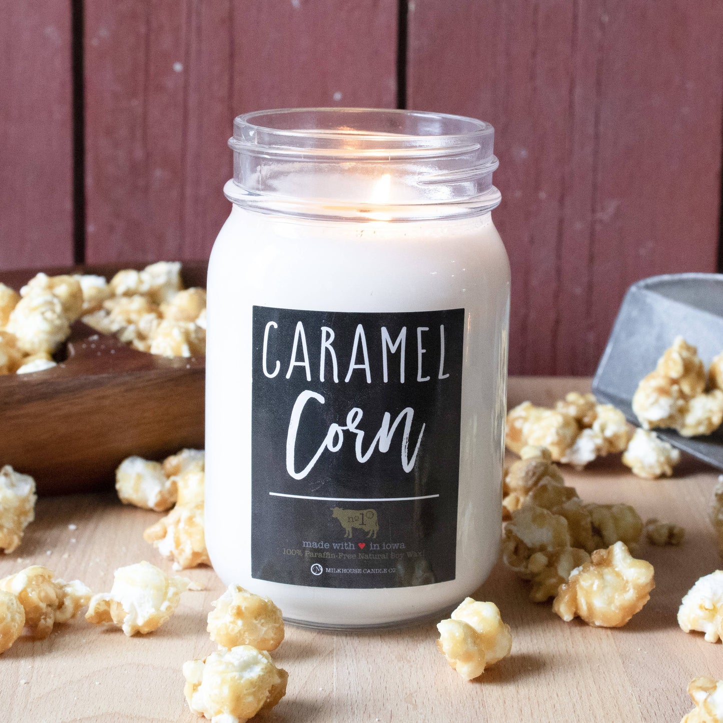 13 oz Mason Jar Candle: Caramel Corn