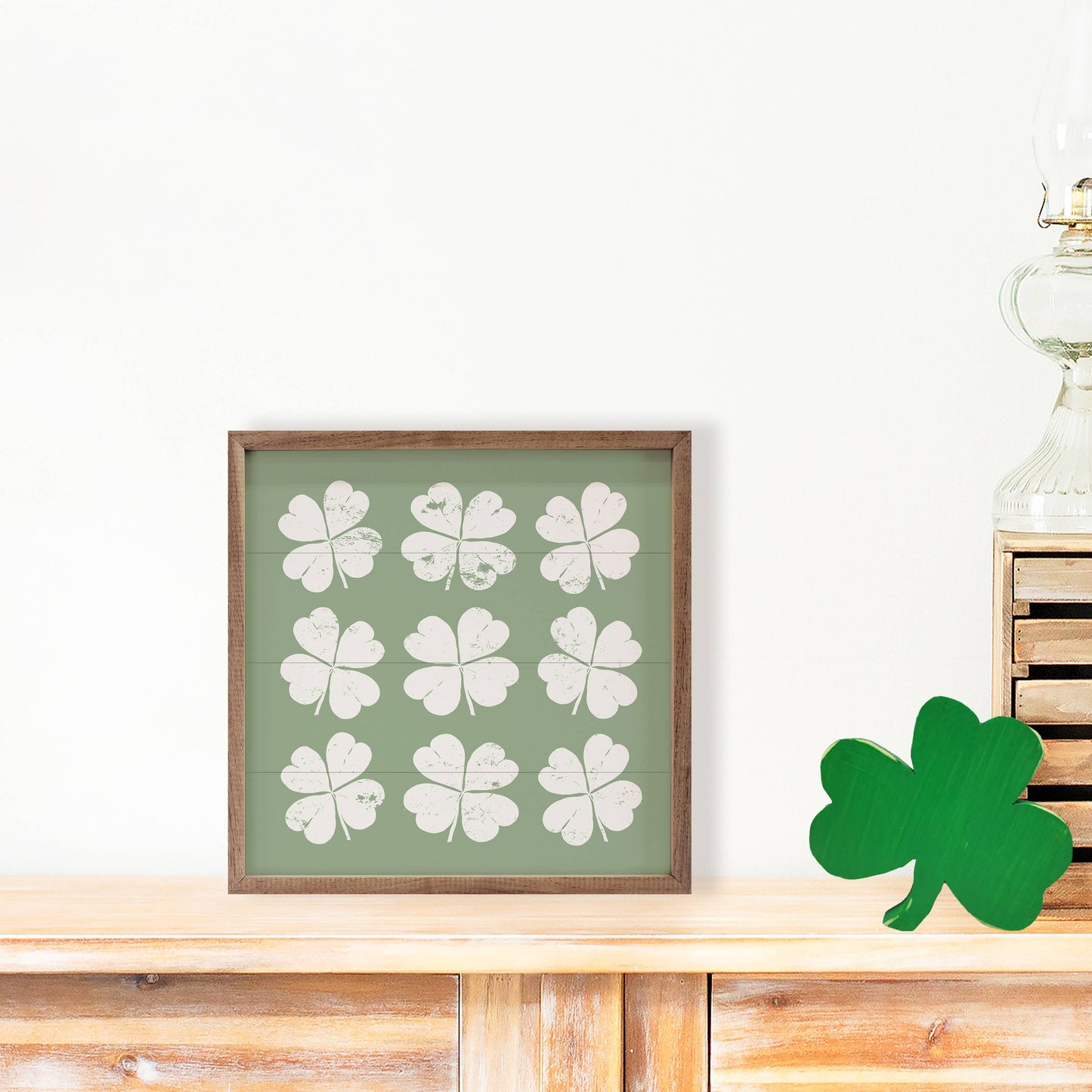 Nine Clovers Green: 8 x 8 x 1.5
