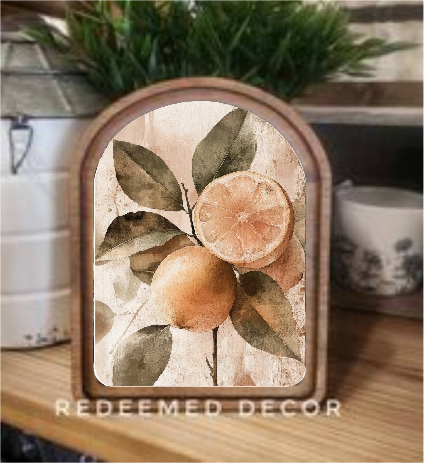 Arch Top Rustic Lemon Framed Art : 8.25x11"