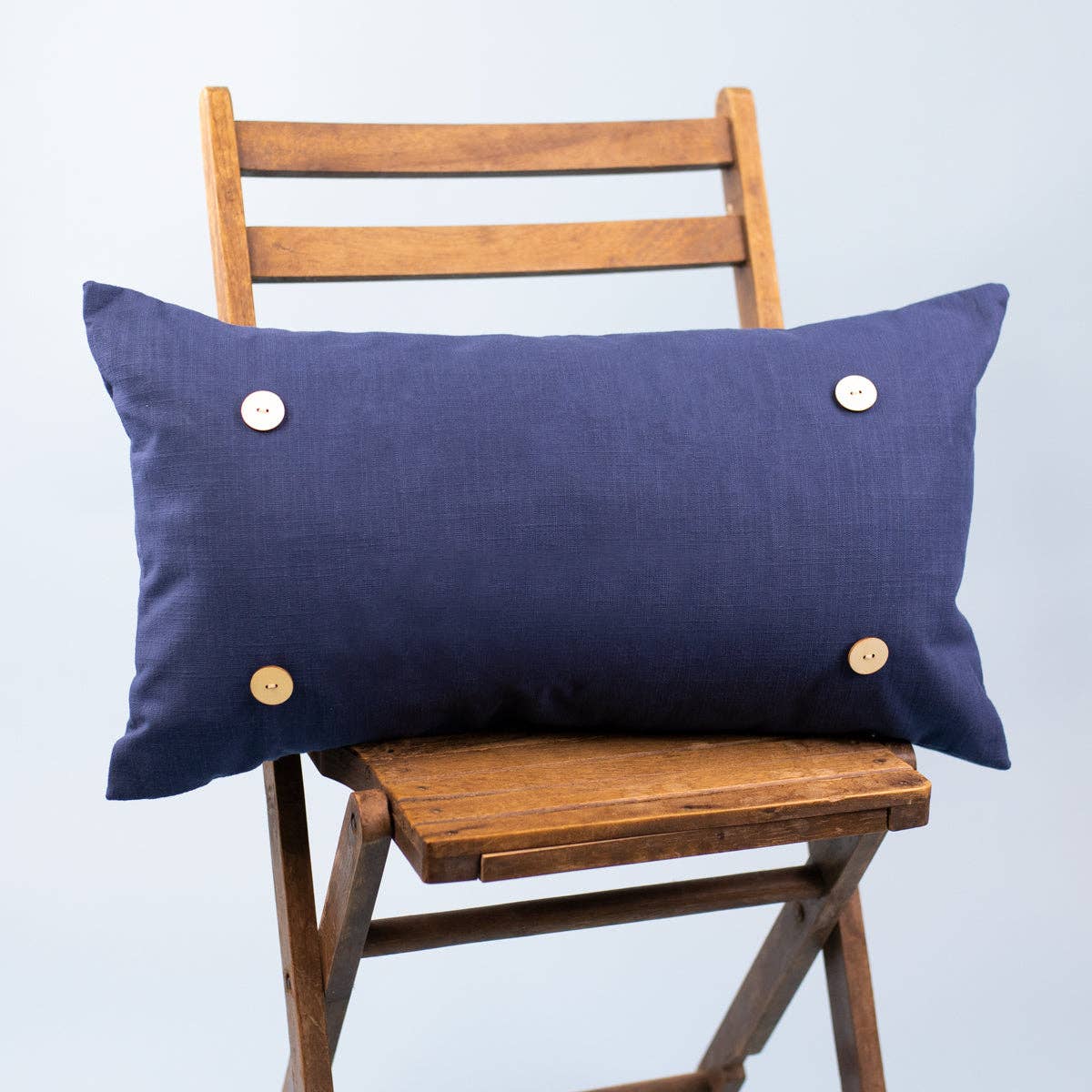 Navy Lumbar Button Pillow: 14"x24" / Button Pillow