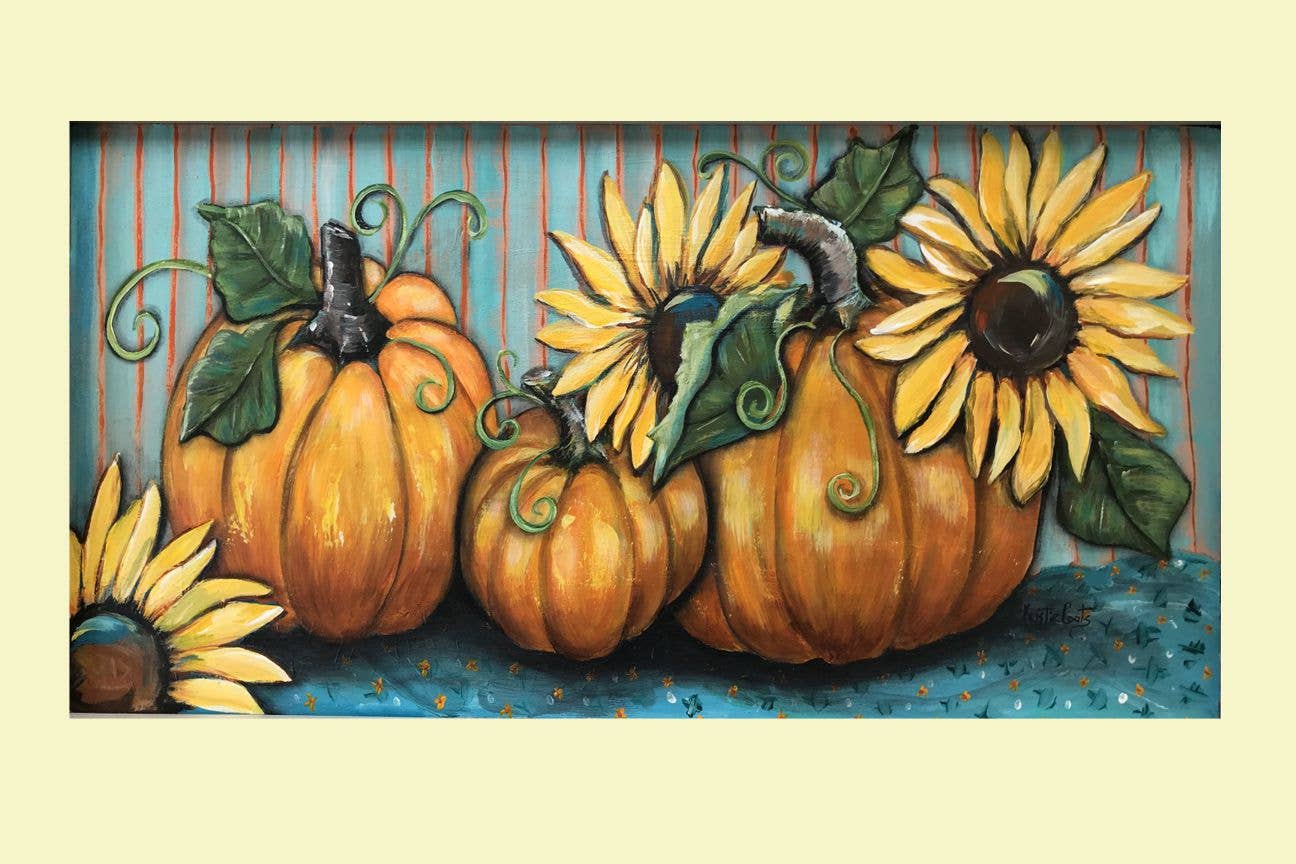 Kristie 3 Pumpkins & Sunflowers On Teal Swap