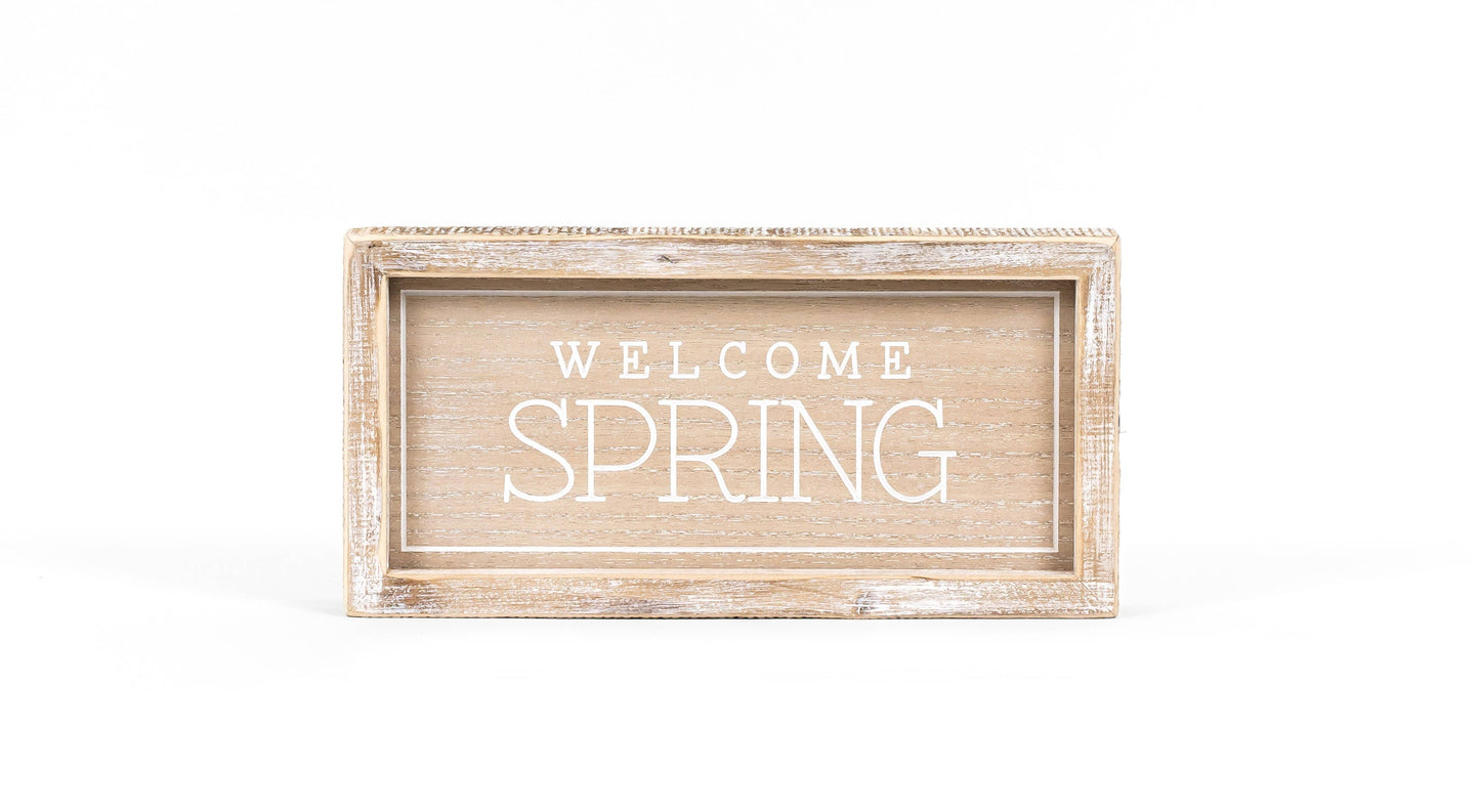 Welcome Spring/Happy Easter 10x5 Reversible Wood Framed Sign