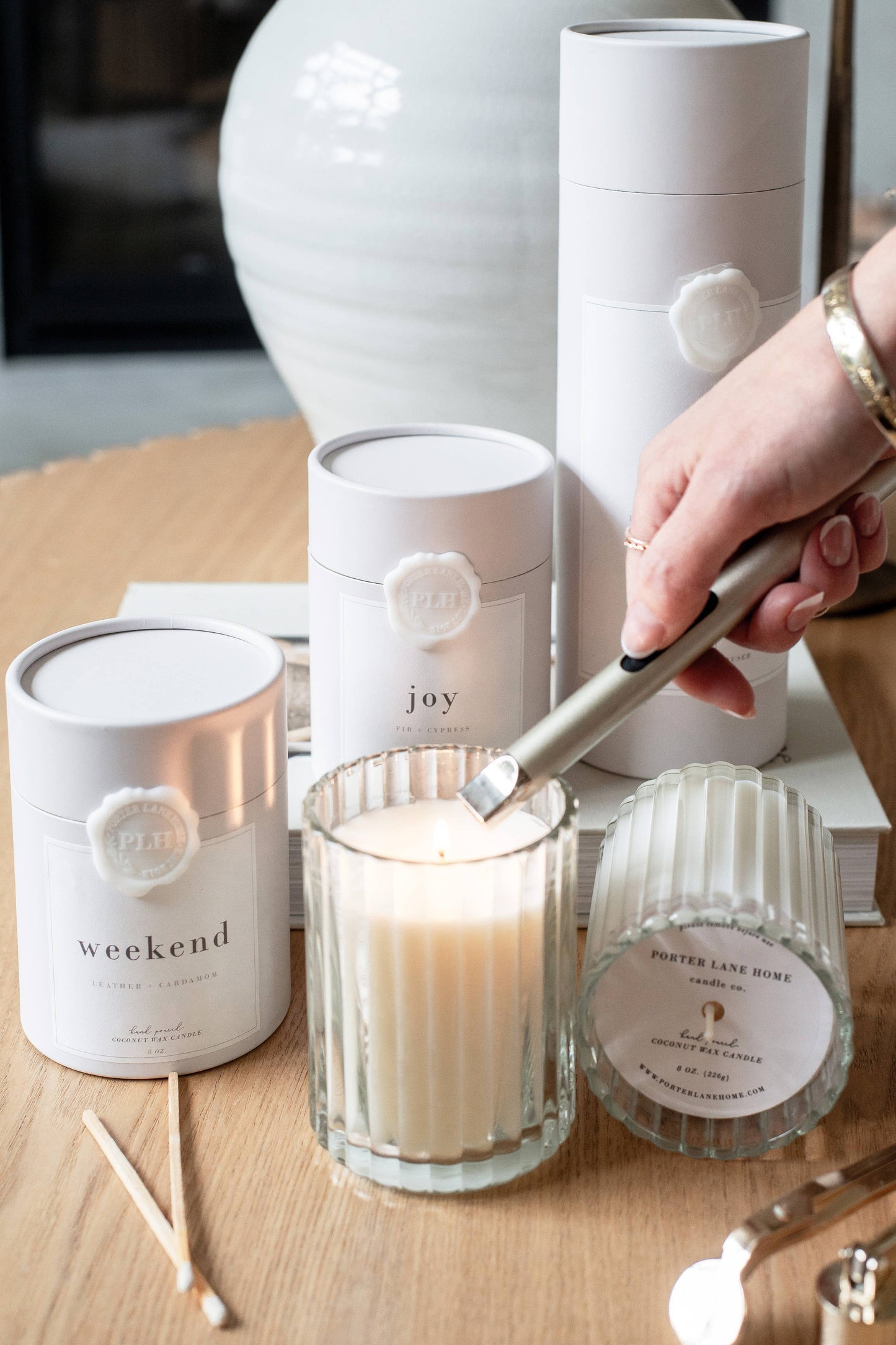 Dwell | Bergamot + Mahogany Fluted Coconut Wax Candle