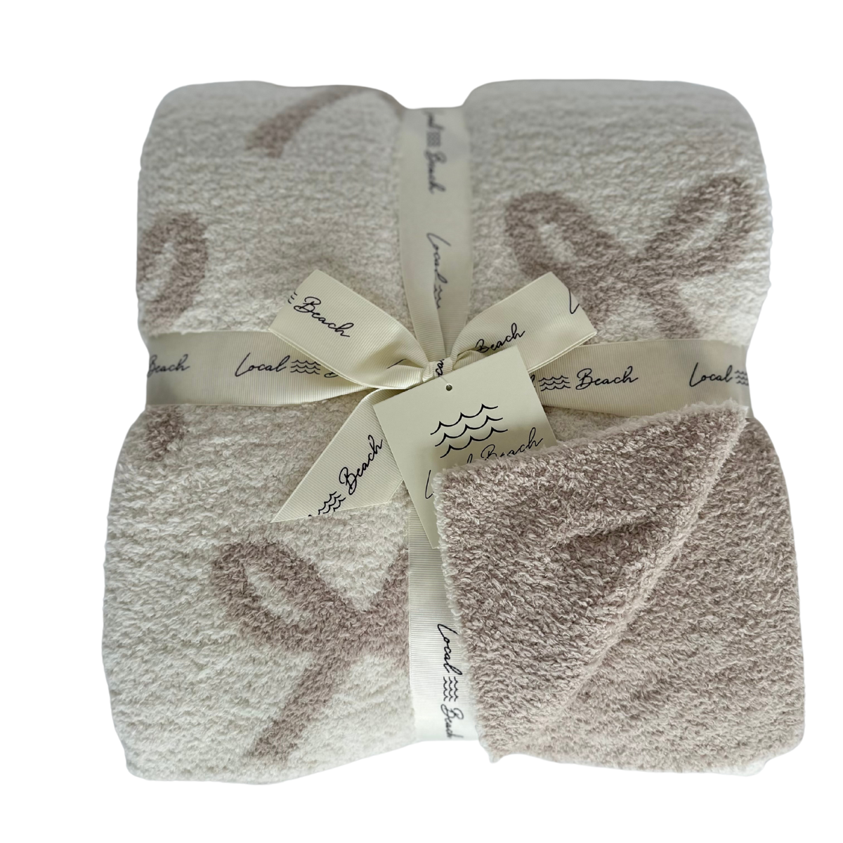 Bow Luxe Home Blanket: Cream/Black