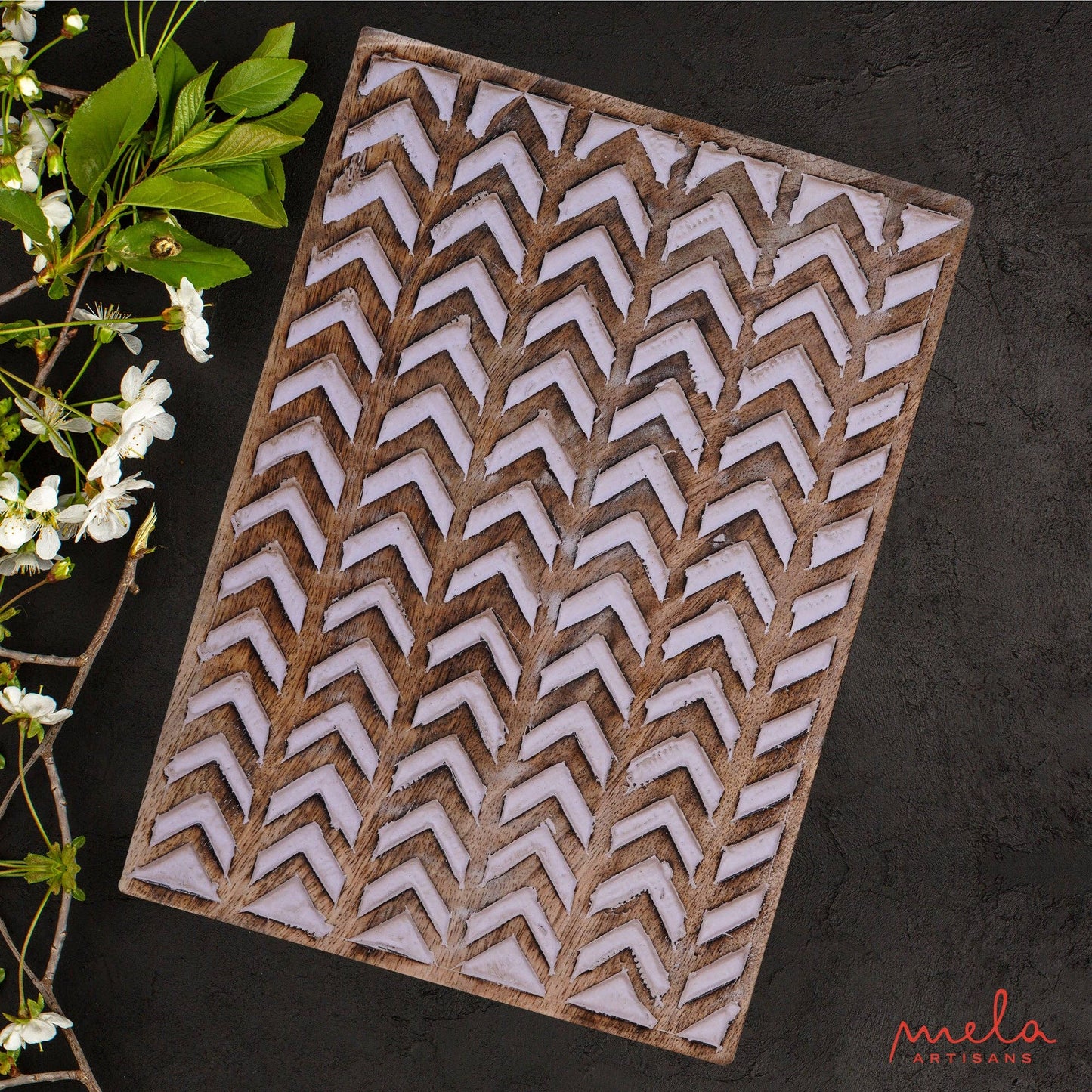 Arrow Box in Light and White Finish: Large- 9 x 6 x 3.5”