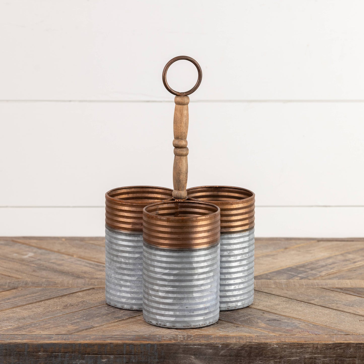 Copper & Galvanized Utensil Holder