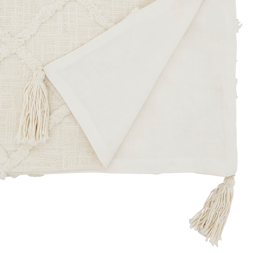 Ivory Diamond Tufted Pure Cotton Table Runner