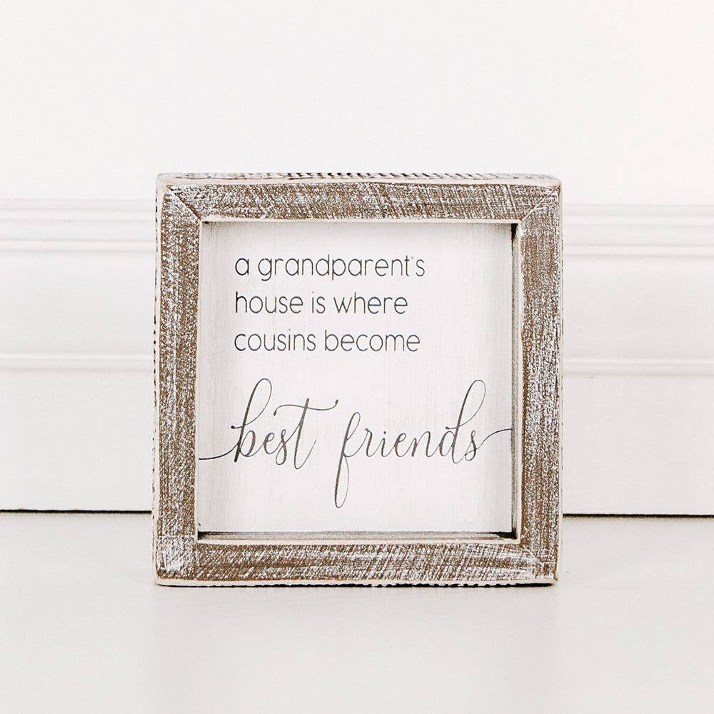Cousins Become Best Friends - 5x5x1.5 wd frmd wh/gy