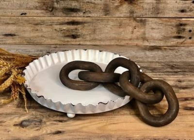 Brown Wood Chain Link Decor Small