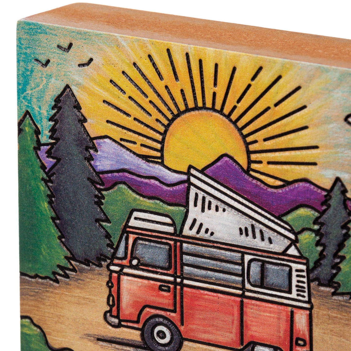 Happy Campers Live Here Block Sign