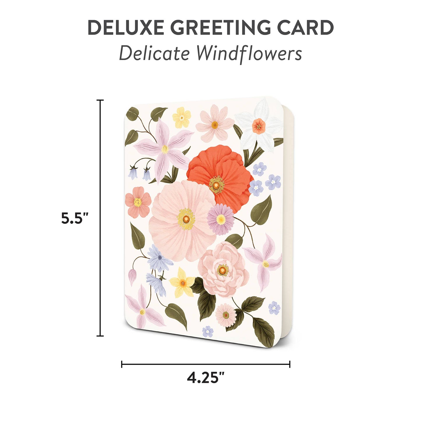 Delicate Windflowers Deluxe Greeting Card