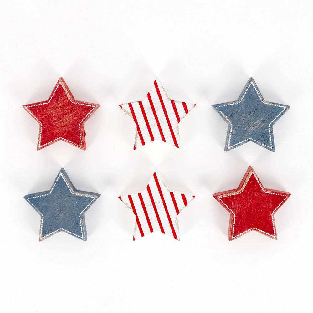 Set of 6 USA stars - 2x2 wood shape
