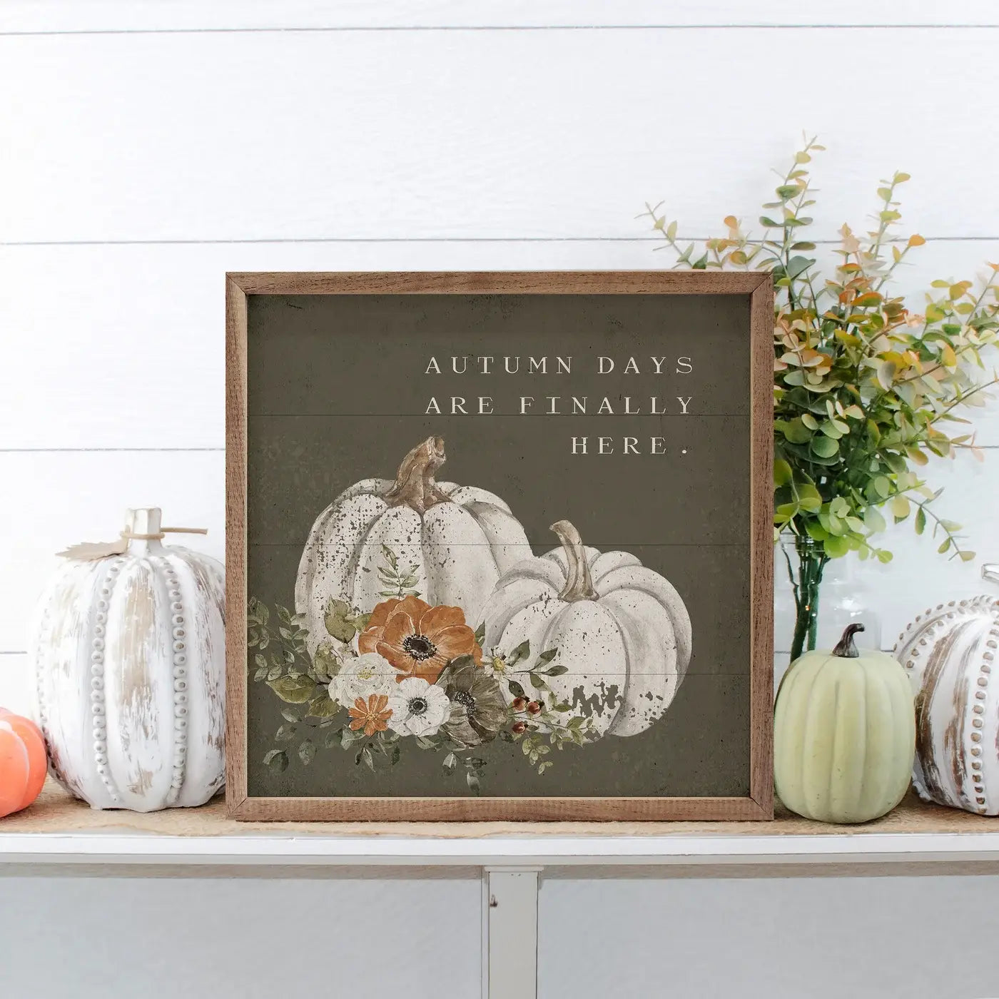 Autumn Days Are Finally Here Green: 12 x 12 x 1.5