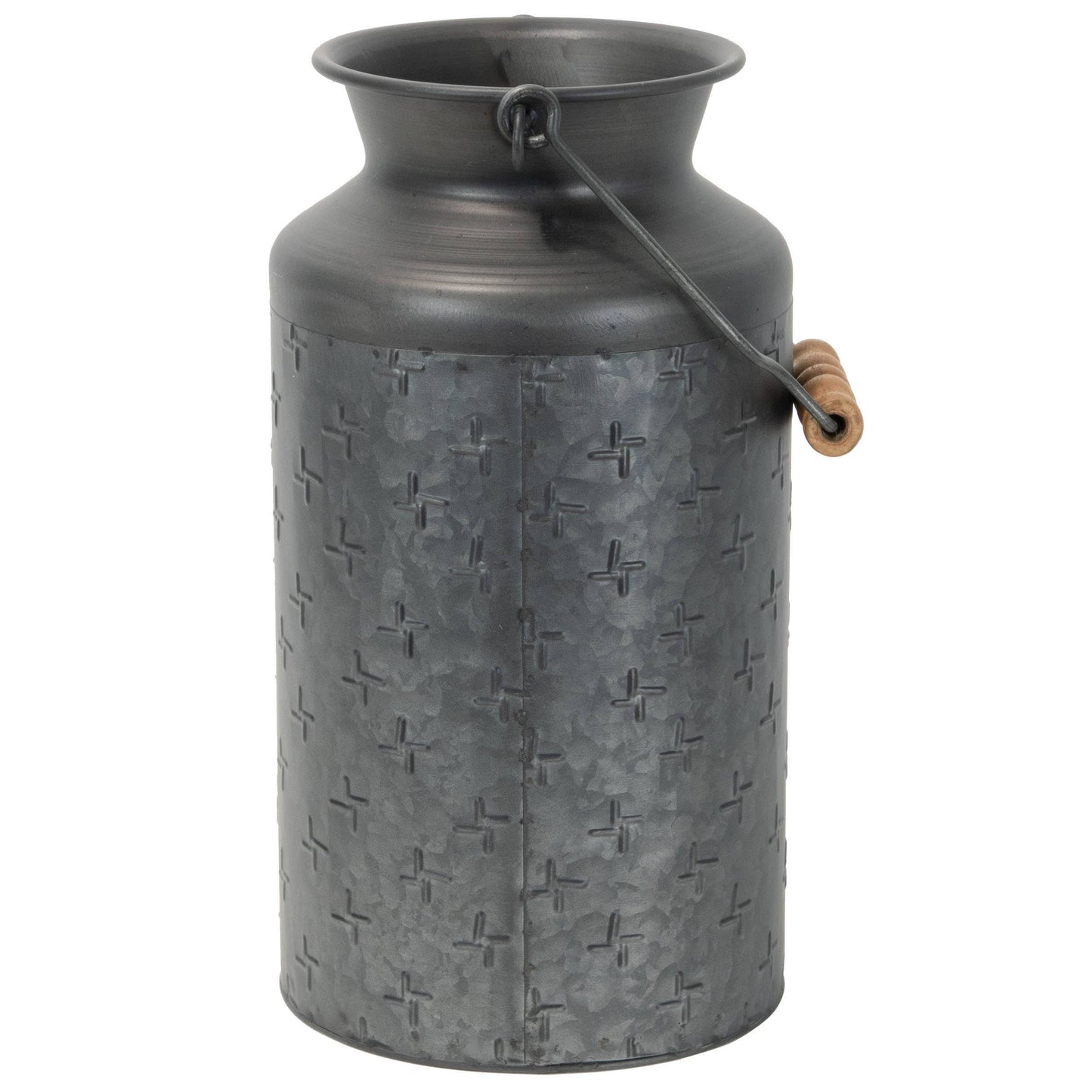 Logan Black Galvanized Metal Dried Florals Vase Wood Handle