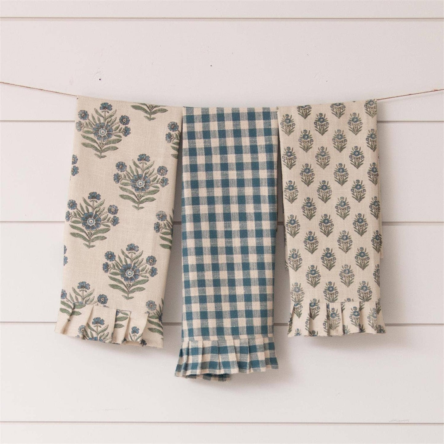 Tea Towels - Blue Block Print Silhouette