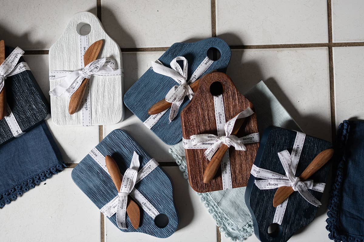 Mini Appetizer Board with Spreader, Small, White