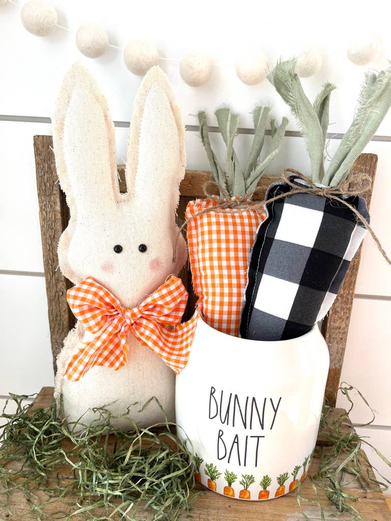 Rustic Fabric Regular Carrot: Orange Gingham