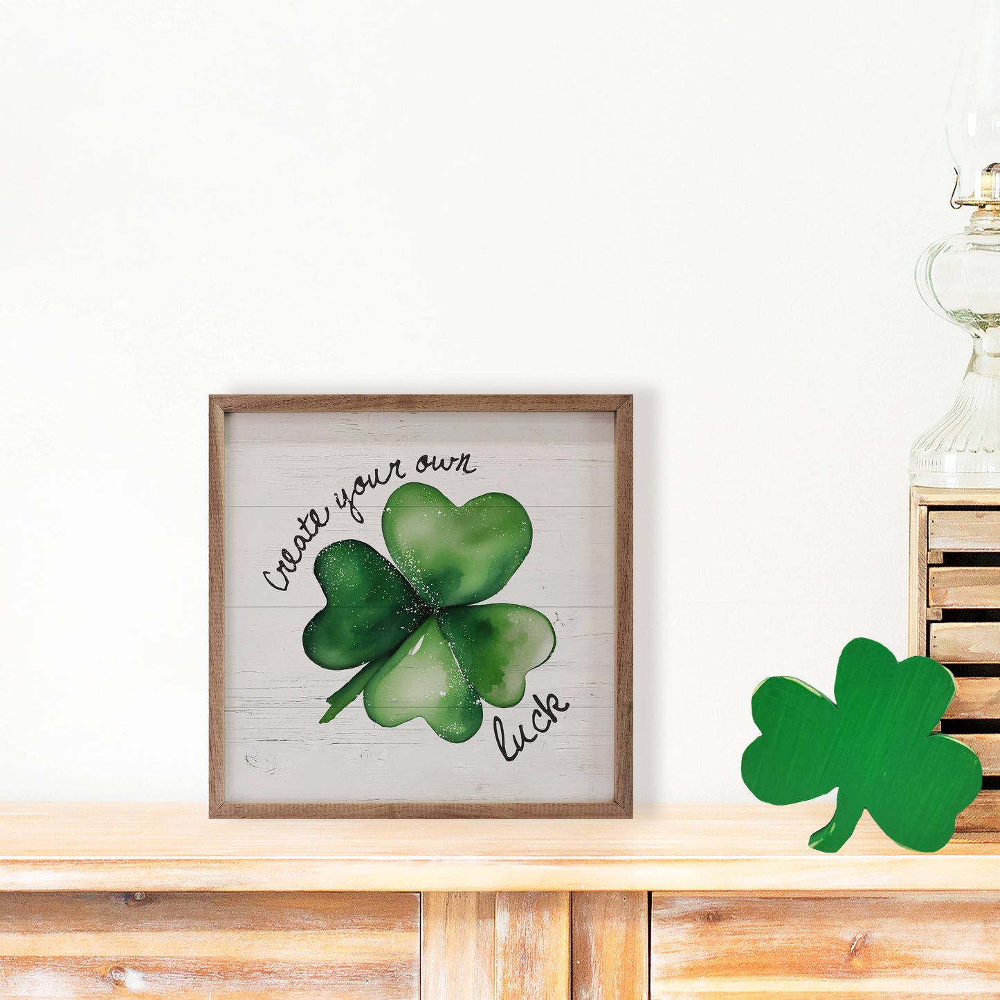 Create Your Own Luck Clover White: 8x8