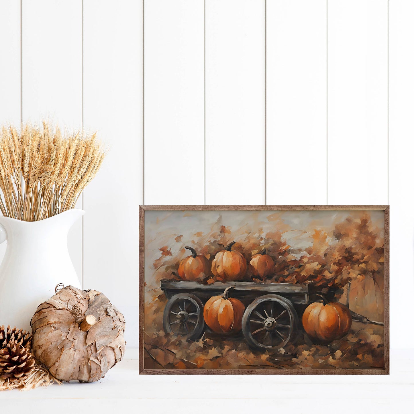 Pumpkins On Wagon: 24 x 16 x 1.5
