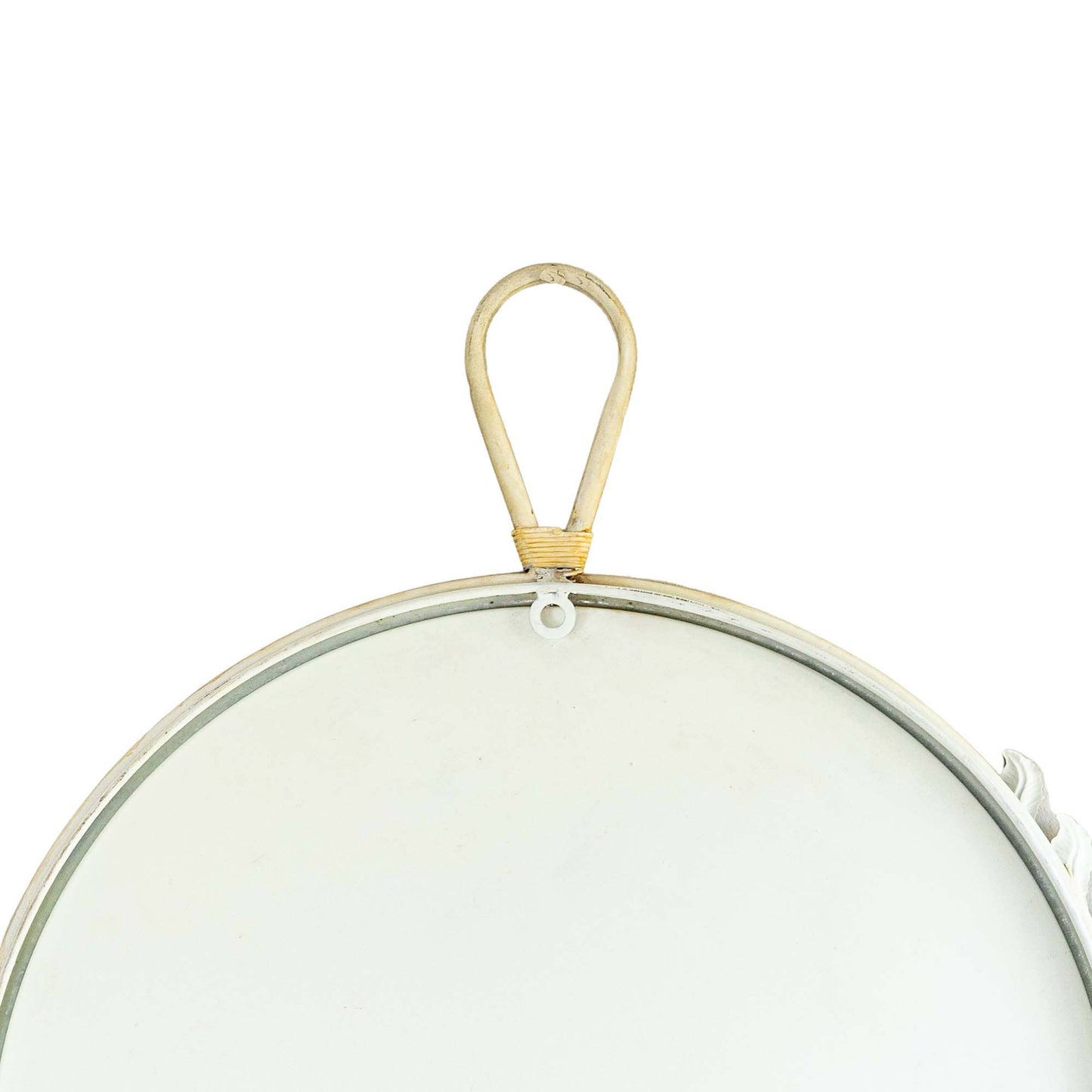 Abeline Round White Cottage Floral Wall Mirror Glass & Metal