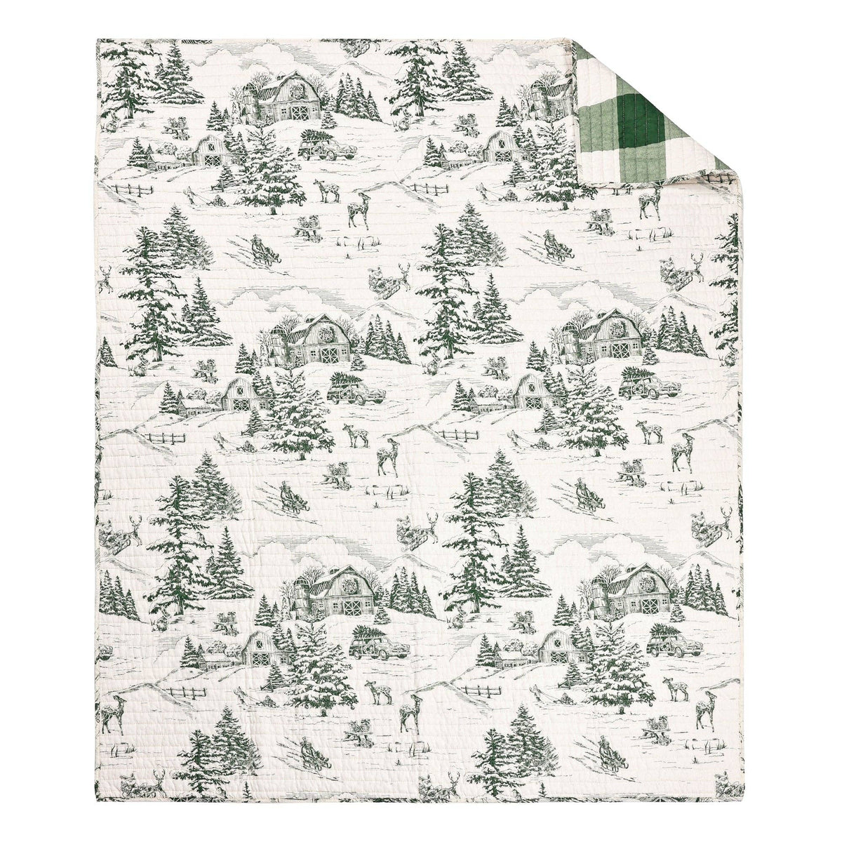 Winter Sleigh Ride Quilted Throw: Red