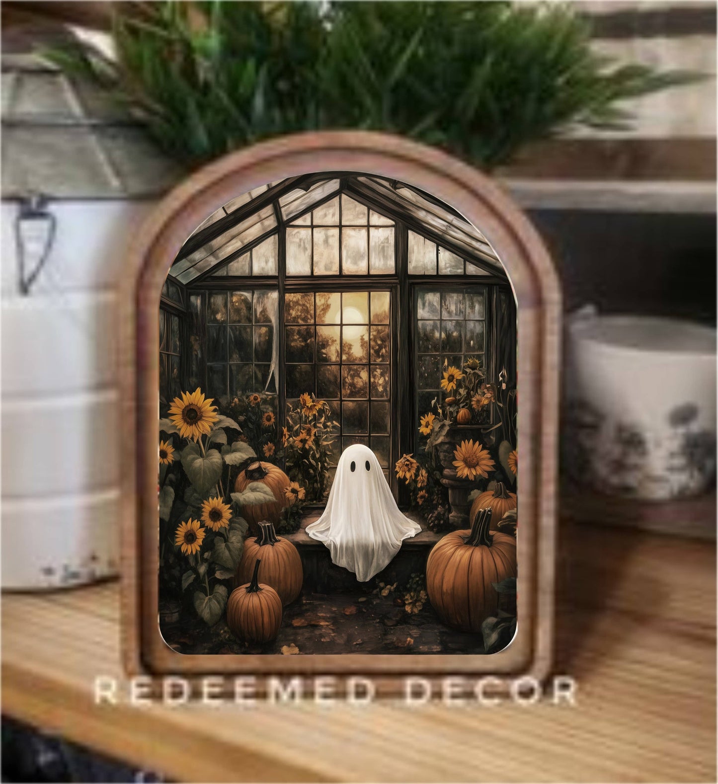 Arch Top Greenhouse Ghost Framed Art : 6x8"