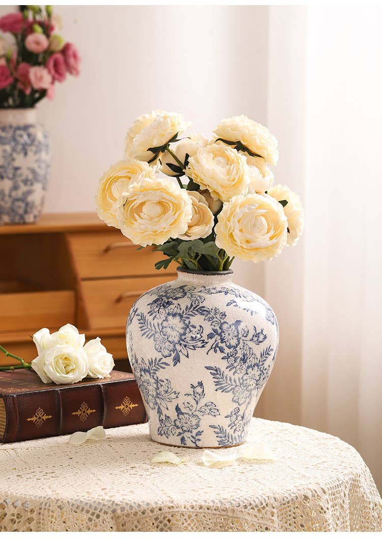 Blue Floral Ceramic Vase: PITCHER