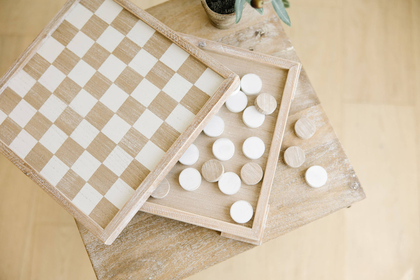 12x12x2 Wood Checker Board Set, w/storage