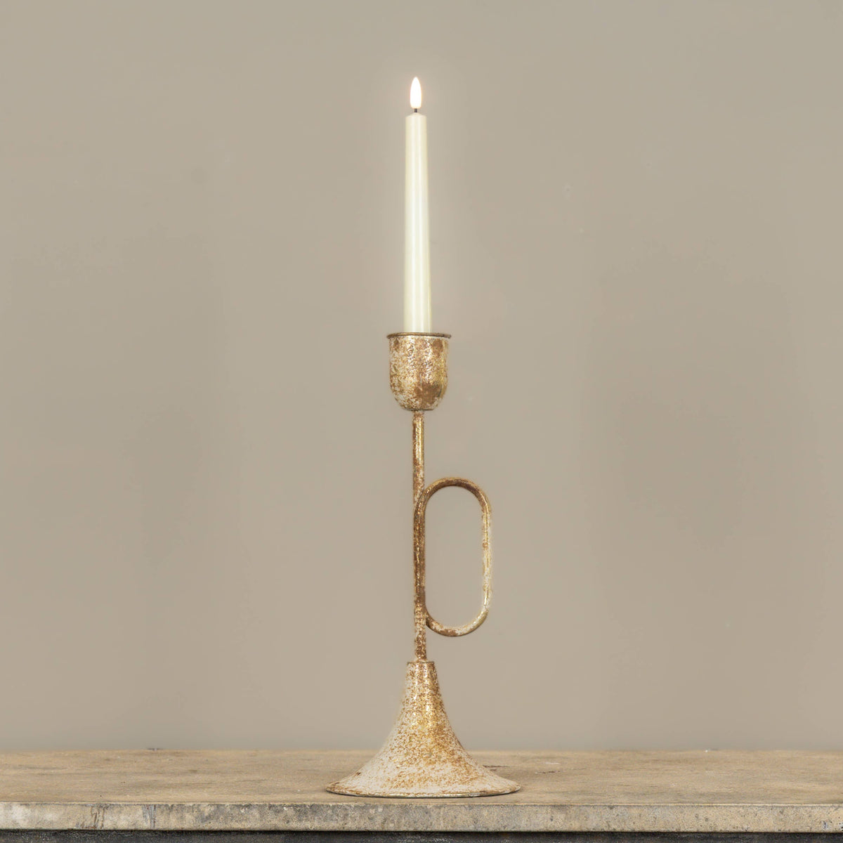 13.75" GOLD TRUMPET TAPER CANDLE HOLDER