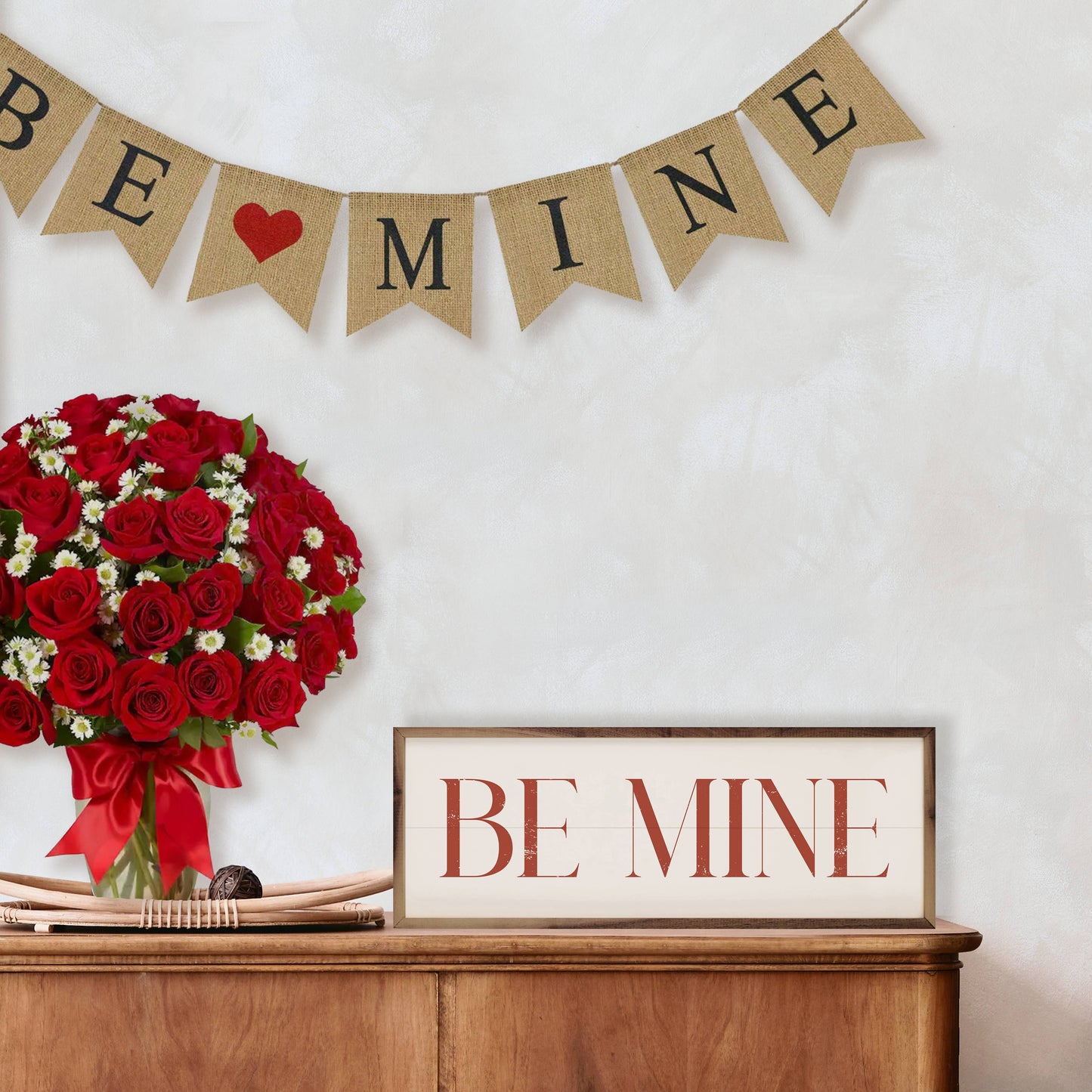 Red Be Mine On White: 12x4