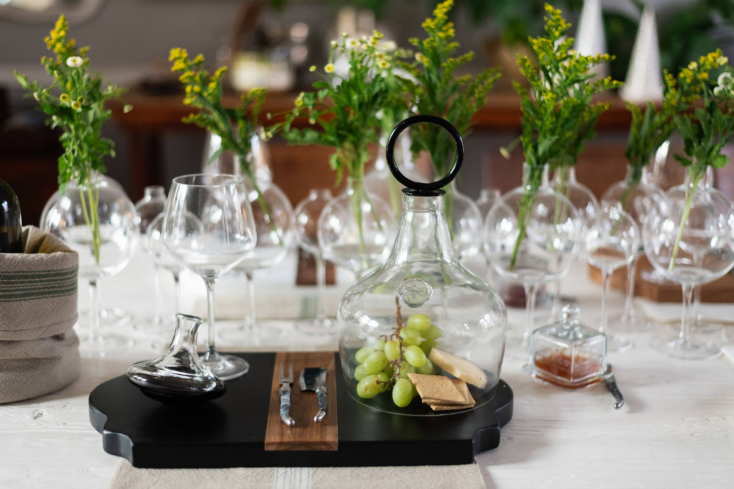 Trefoil Wood Cheese Board Charger, Black