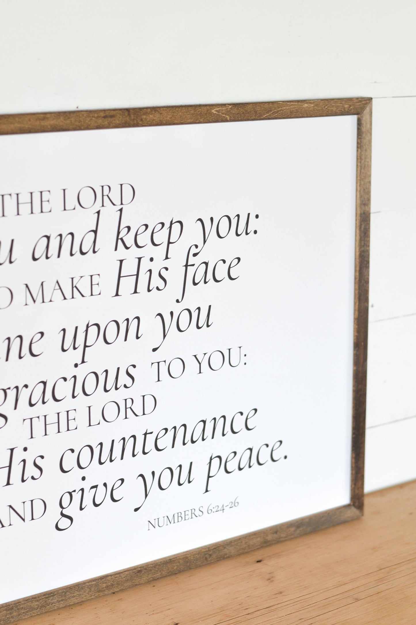 The Lord Bless You Scripture Framed Art | Made in the USA: Chestnut / 12x24
