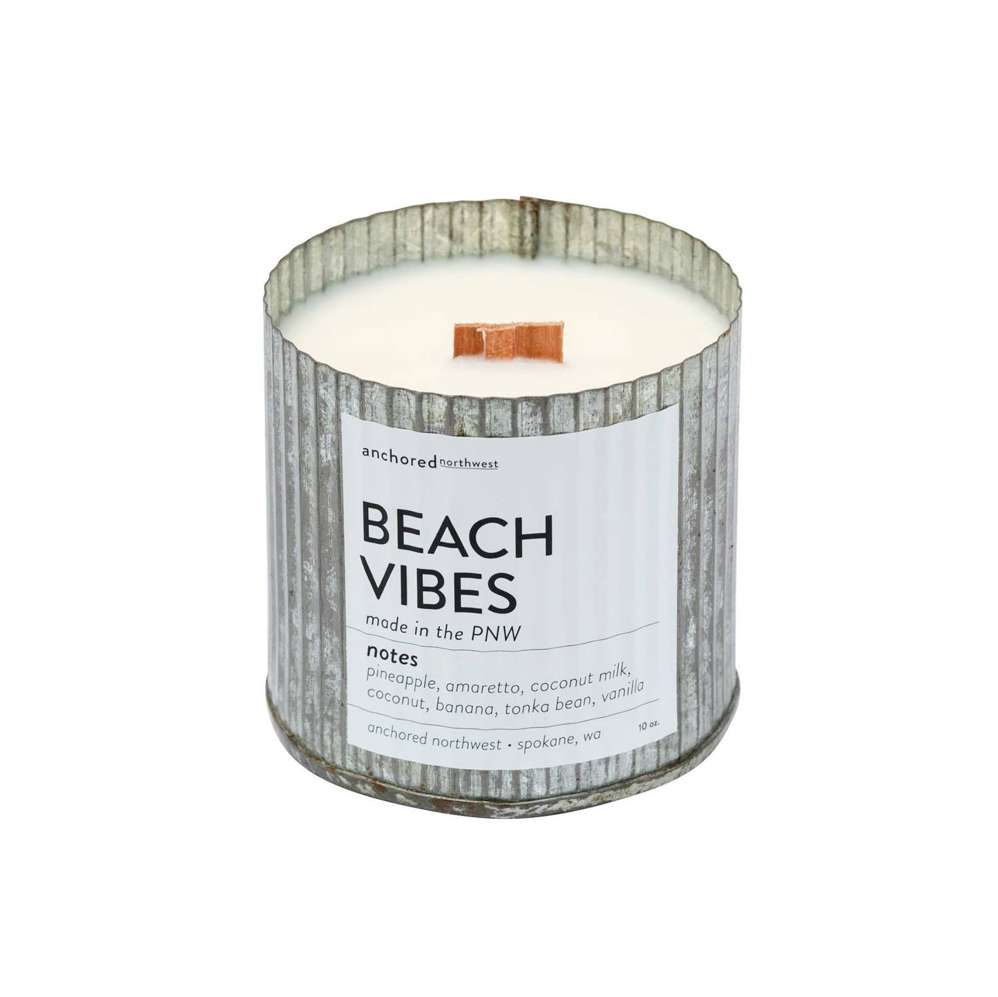 Beach Vibes Wood Wick Rustic Farmhouse Soy Candle: 10oz