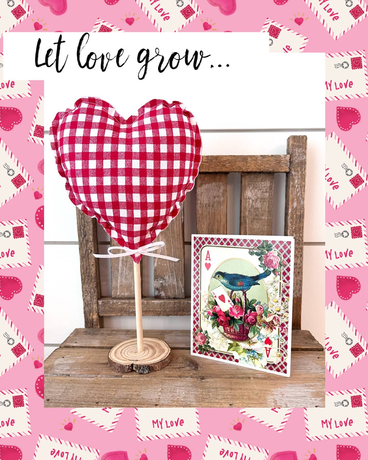 Valentine Rustic Heart Red Check Tree